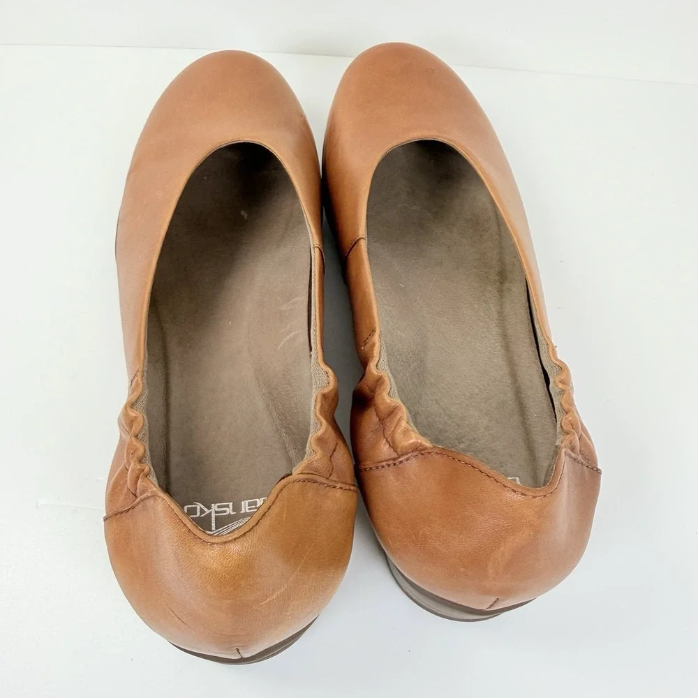 Dansko Womens Kira Ballet Flats Brown Leather Comfort Slip On Shoes EU 41